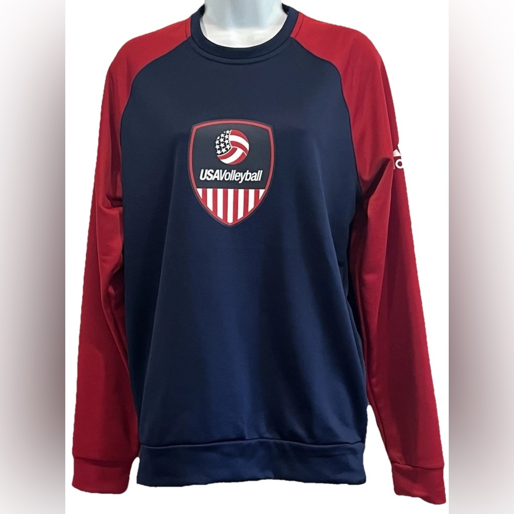 Adidas USA Volleyball Pullover Sweatshirt Red White Blue Size S